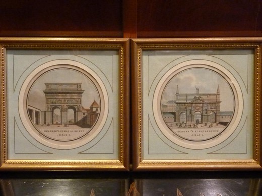 антикварные декоративные гравюры 19 века