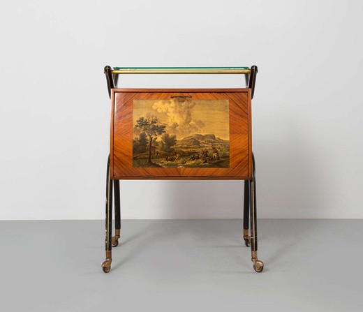антикварная мебель - дизайнерский бар из дерева и стекла, 20 век