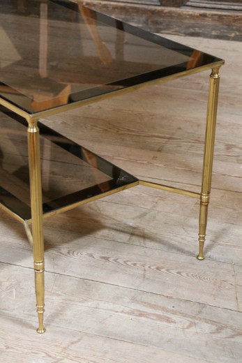 старинная мебель - стеклянный столик 20 века из латуни