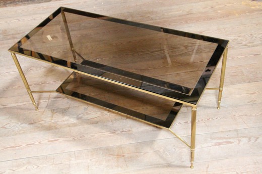 винтажная мебель - стеклянный столик 20 века из латуни