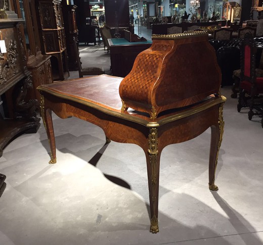 мебель антик - стол с картоньеркой из дерева и кожи, 19 век, старинная мебель, антикварная мебель, антиквариат