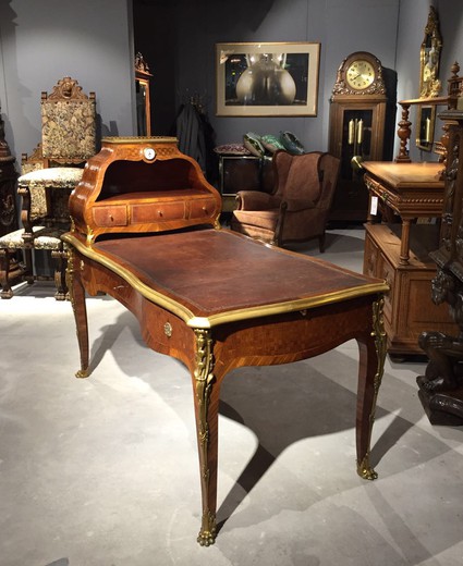 старинный письменный стол с картоньеркой, конец 19 века, старинная мебель, антикварная мебель, антиквариат