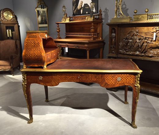 винтажный письменный стол с картоньеркой, конец 19 века, старинная мебель, антикварная мебель, антиквариат