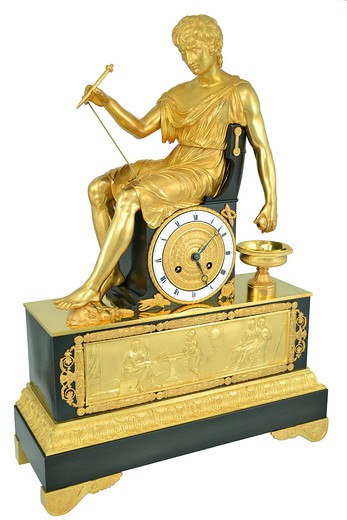 старинные настольные часы ампир из бронзы, 19 век