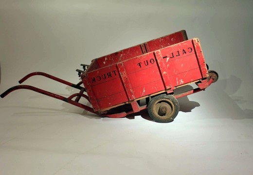 антикварная деревянная корзина для дров на колесах, 20 век