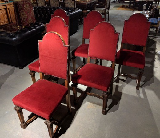 старинный гарнитур из 6 стульев льеж, 20 век