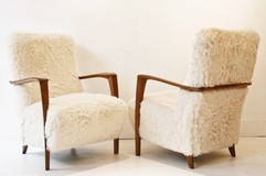 Fluffy Pair Of 1960s Scandinavian Armchairs