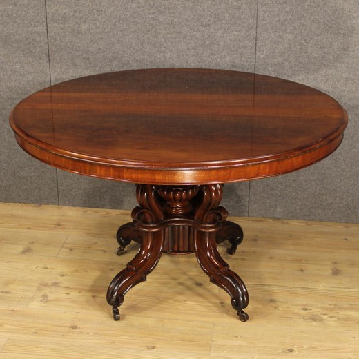 антикварный раздвижной стол из красного дерева, 19 век