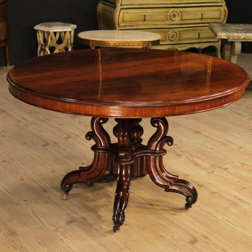 винтажный раздвижной стол из красного дерева, 19 век