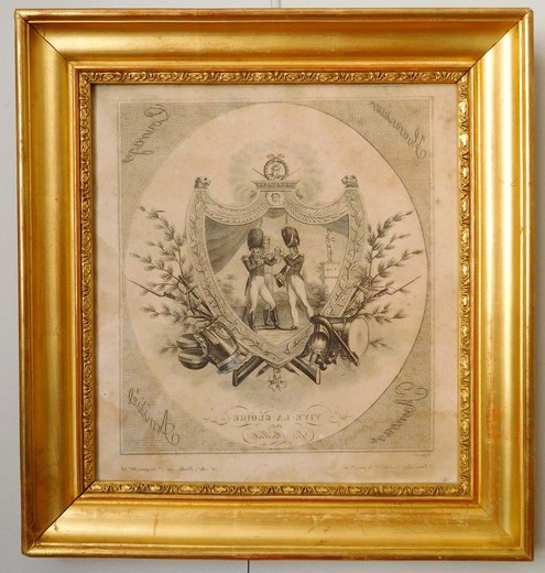 антикварная настенная гравюра 19 века