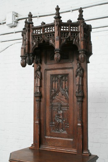 винтажный готический кабинет из дуба, конец 19 века