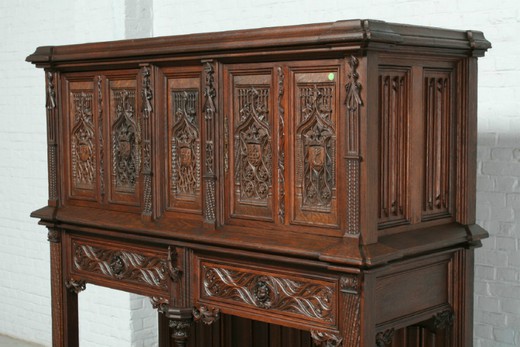 винтажный кабинет в готическом стиле из дуба, конец 19 века