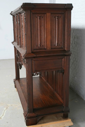 антикварная мебель - кабинет из дуба в стиле готика, 19 век