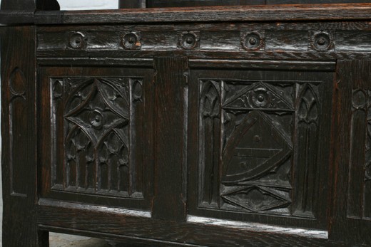 винтажная мебель - скамья в стиле готика из дуба, 19 век