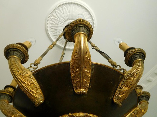 антикварная бронзовая люстра ампир, 19 век