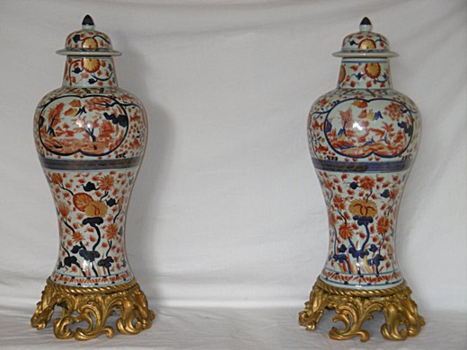 антикварные парные вазы из фарфора, 19 век