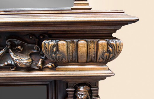 винтажный каминный портал генрих 2 из ореха, 19 век