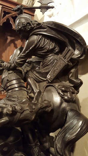 Antique Maison Denier bronze sculpture of the battle scene