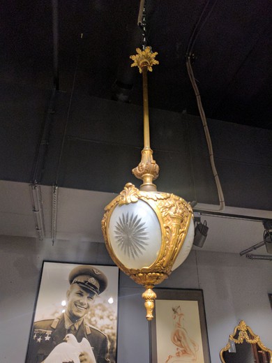 антикварный фонарь из бронзы в стиле ар деко, 20 век