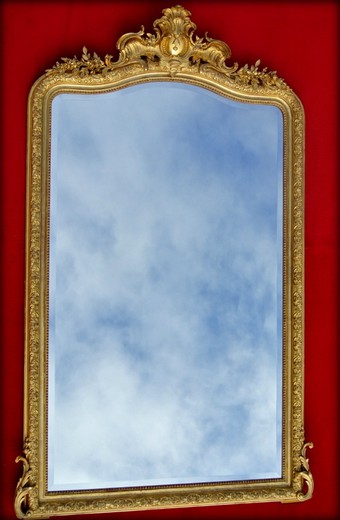 антикварное зеркало эпохи наполеон 3, дерево с золочением