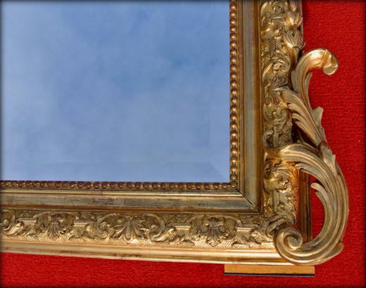 винтажное большое зеркало из дерева с лепниной, 19 век
