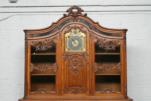 винтажный столовый гарнитур в стиле льеж из дуба, 19 век