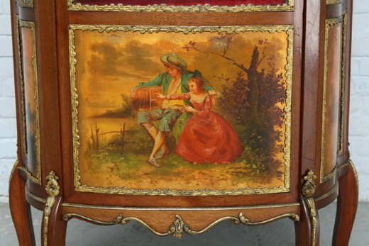 антикварная витрина людовик 14 из палисандра и мрамора, конец 19 века