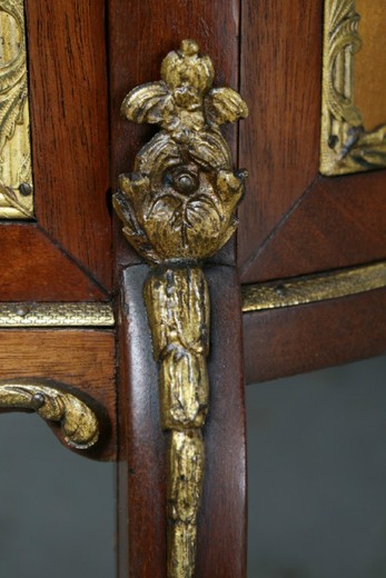 старинная витрина людовик 14 из палисандра и мрамора, конец 19 века