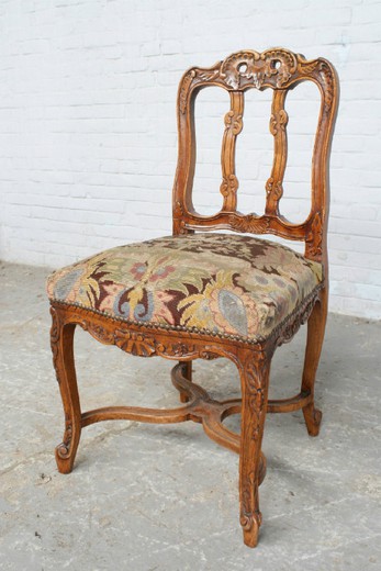 старинный набор стульев рококо из ореха, 20 век