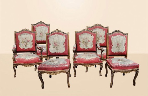 антикварная мебель - стулья людовик 15 из ореха, 19 век