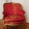 Large Louis XV Style Gilt Bergere, Silk Covered