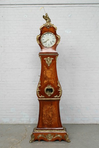 старинная мебель - напольные часы людовик 15 из палисандра и бронзы, 19 век