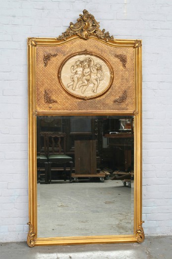 антикварное зеркало людовик 15 из дерева с золочением, 20 век