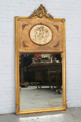 старинное зеркало людовик 15 из дерева с золочением, 20 век