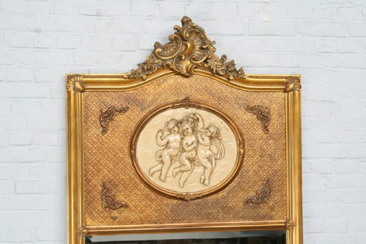 винтажное зеркало в стиле людовик 15 из дерева с золотом, 20 век