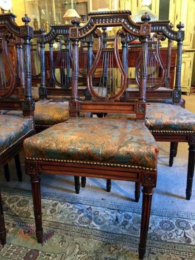 винтажные стулья в стиле людовик 16 из бука и кожи, 18 век
