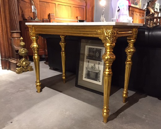 антикварная мебель - стол луи 16 из мрамора и золота, 19 век