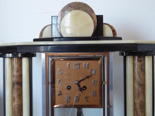 винтажные часы из мрамора и оникса в стиле ар деко, 20 век