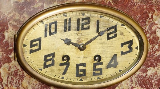 антикварные часы ар деко из мрамора для камина, 20 век