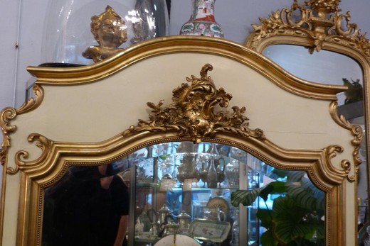 старинное зеркало в стиле луи 16 из золоченого дерева, 19 век