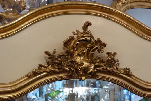 винтажное зеркало в стиле луи 16 из золоченого дерева, 19 век