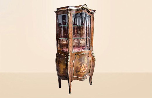 старинная мебель - витрина наполеон 3 из ореха, 19 век