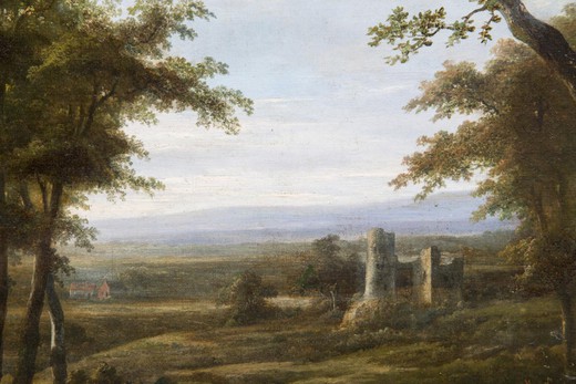 винтажная картина маслом пейзаж, 19 век