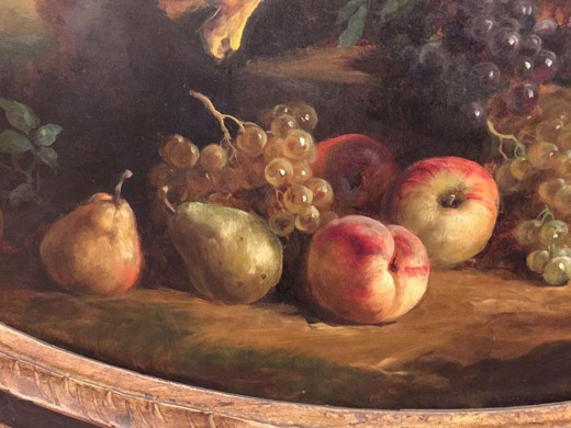 старинный натюрморт с фруктами и цветами, 19 век