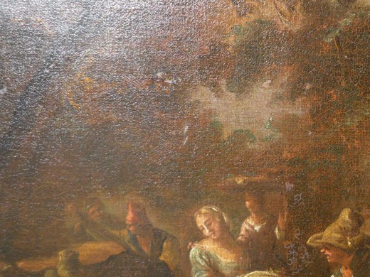 винтажная картина маслом путешественники, 17 век