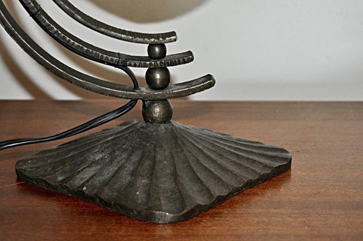 старинные настольные лампы из кованного железа и стекла, ар деко, 19 век