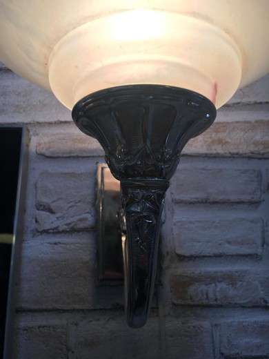 старинные настенные светильники ар деко из бронзы и стекла, 20 век