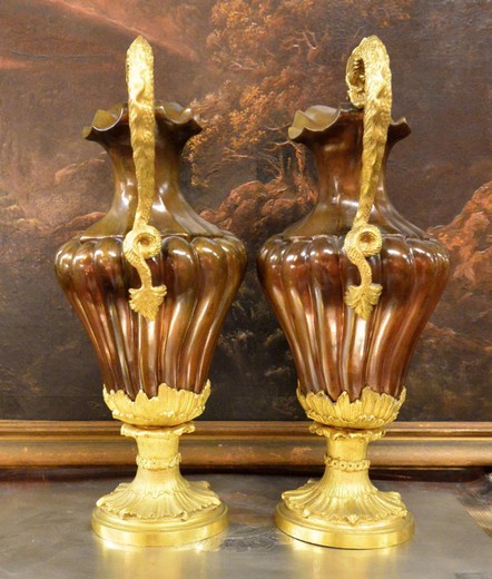 винтажные парные вазы из бронзы, 19 век
