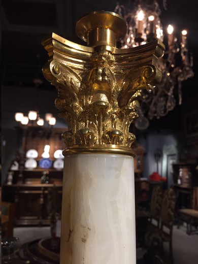 антикварные лампы в стиле классицизм, мрамор и бронза, 19 век