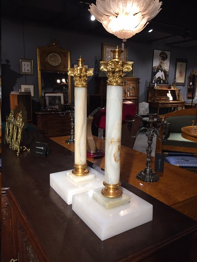 старинные лампы в стиле классицизм, мрамор и бронза, 19 век